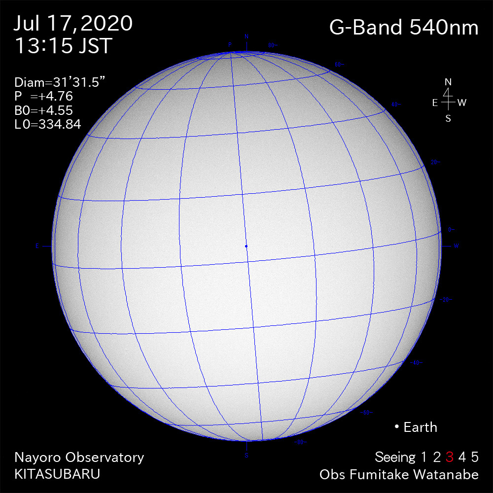 2020年7月17日540nm波長の太陽