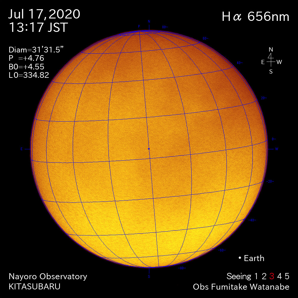 2020年7月17日Hα波長の太陽