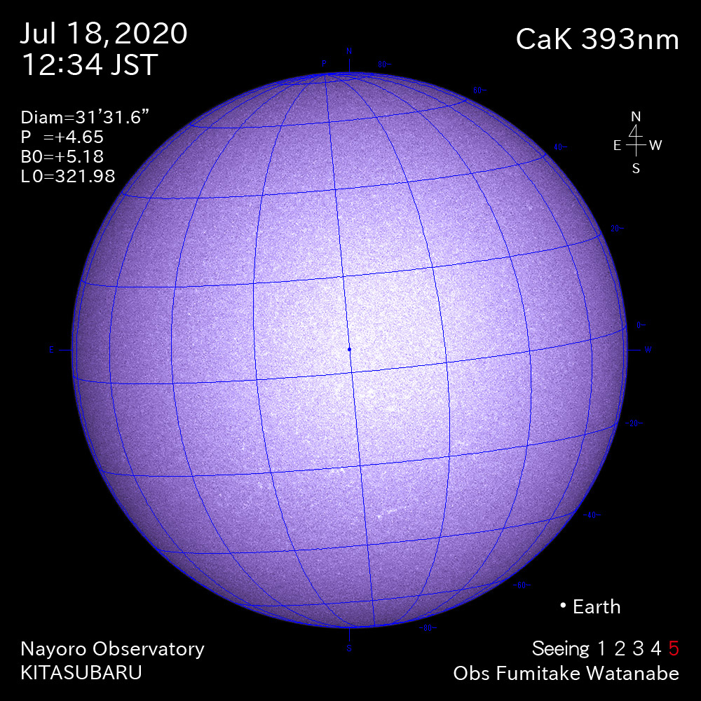 2020年7月18日CaK波長の太陽