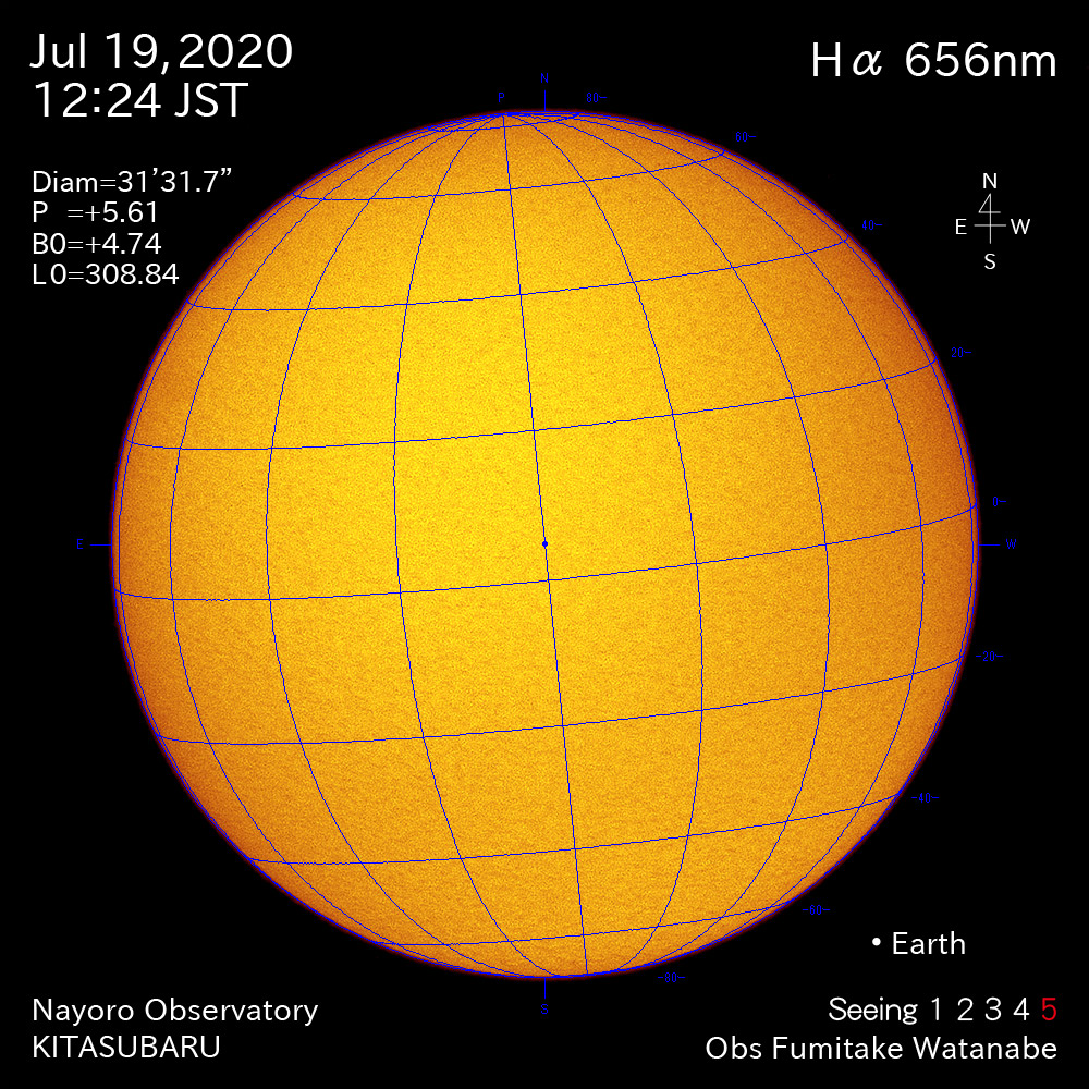 2020年7月19日Hα波長の太陽