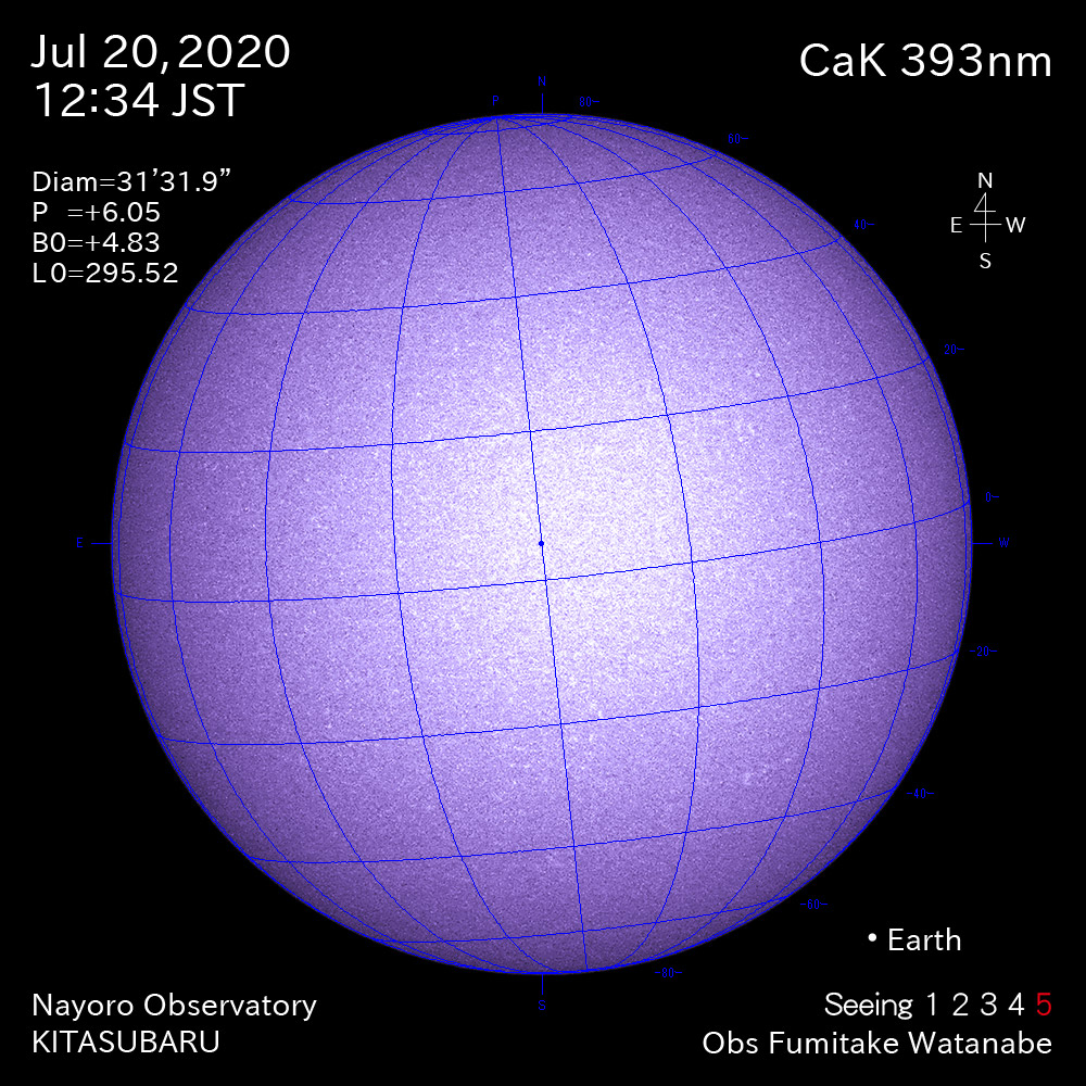 2020年7月20日CaK波長の太陽