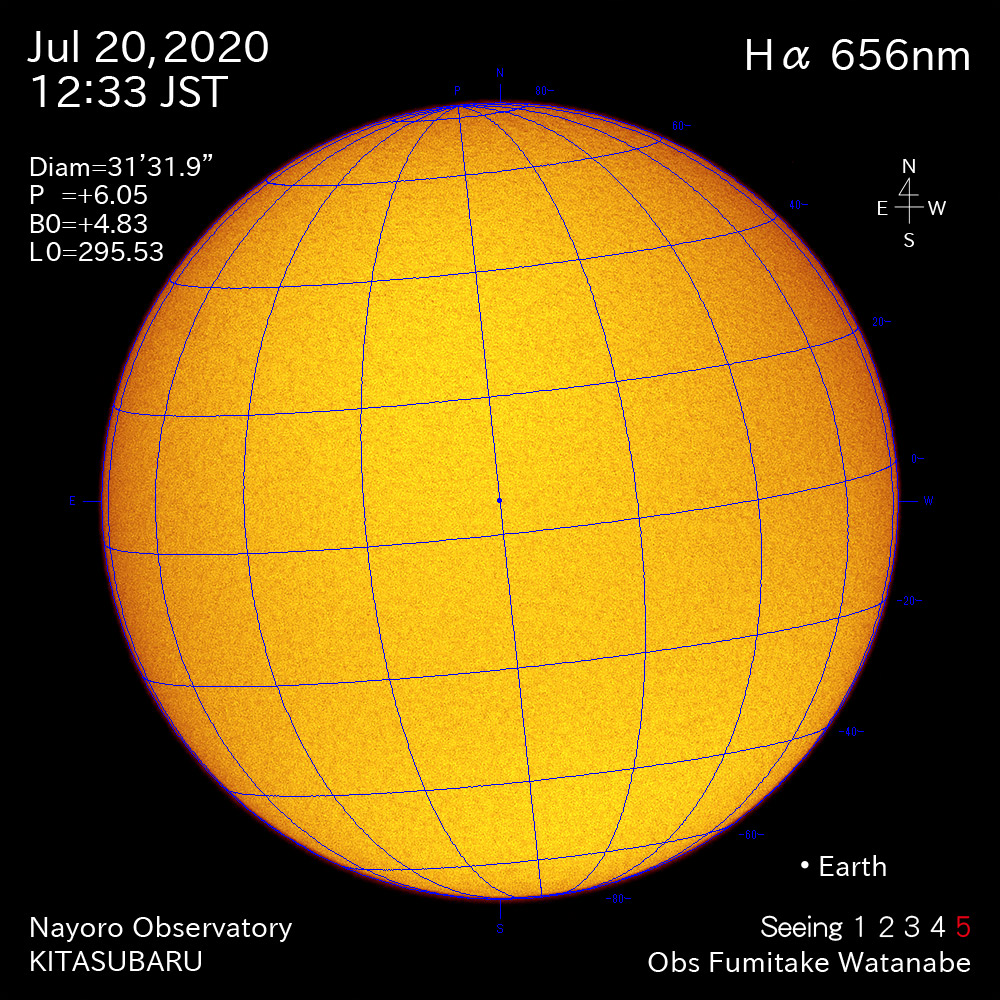 2020年7月20日Hα波長の太陽