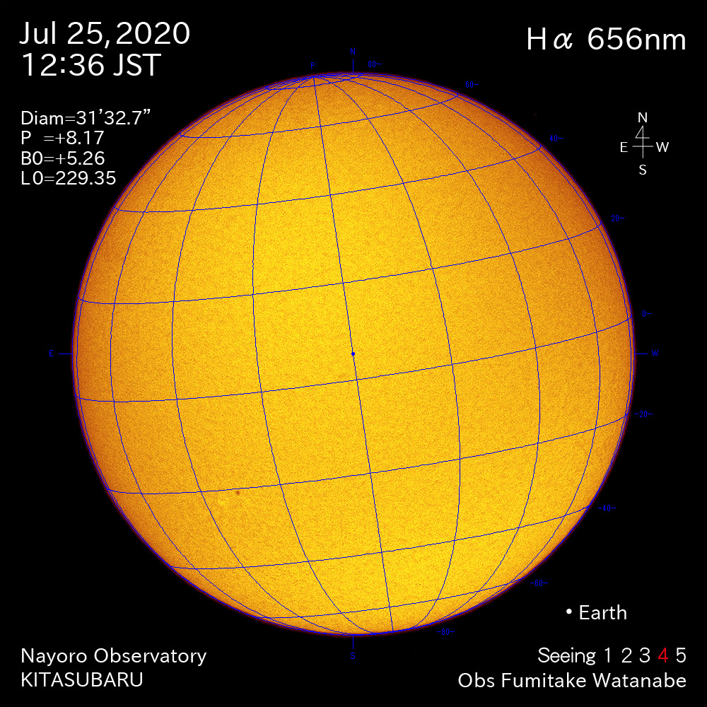 2020年7月25日Hα波長の太陽