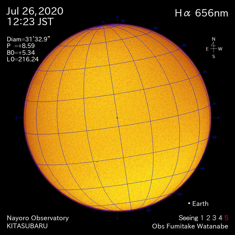 2020年7月26日Hα波長の太陽