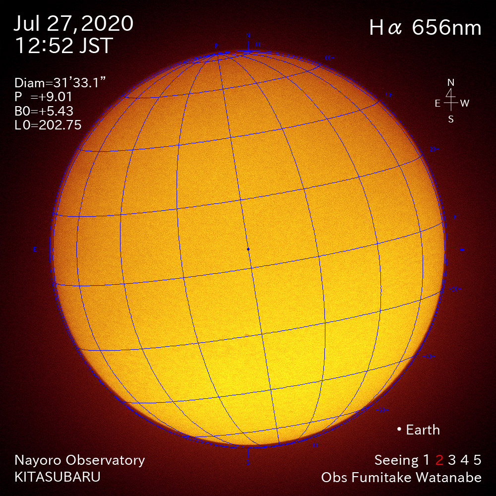 2020年7月27日Hα波長の太陽