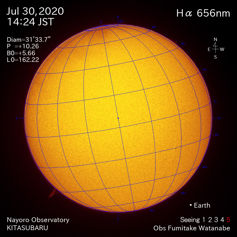 2020年7月30日Hα波長の太陽