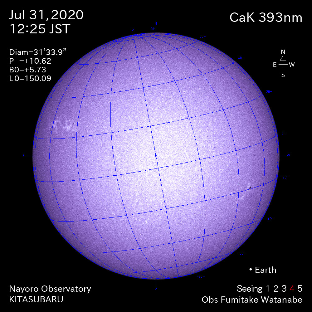 2020年7月31日CaK波長の太陽