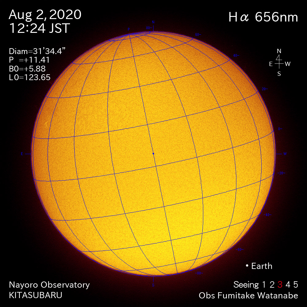 2020年8月2日Hα波長の太陽