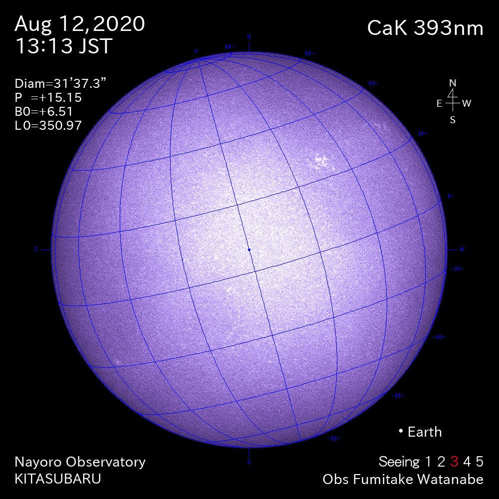2020年8月12日CaK波長の太陽