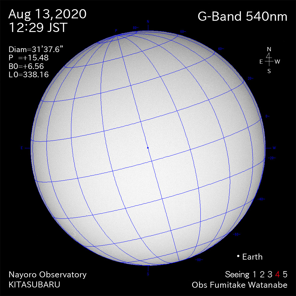 2020年8月13日540nm波長の太陽