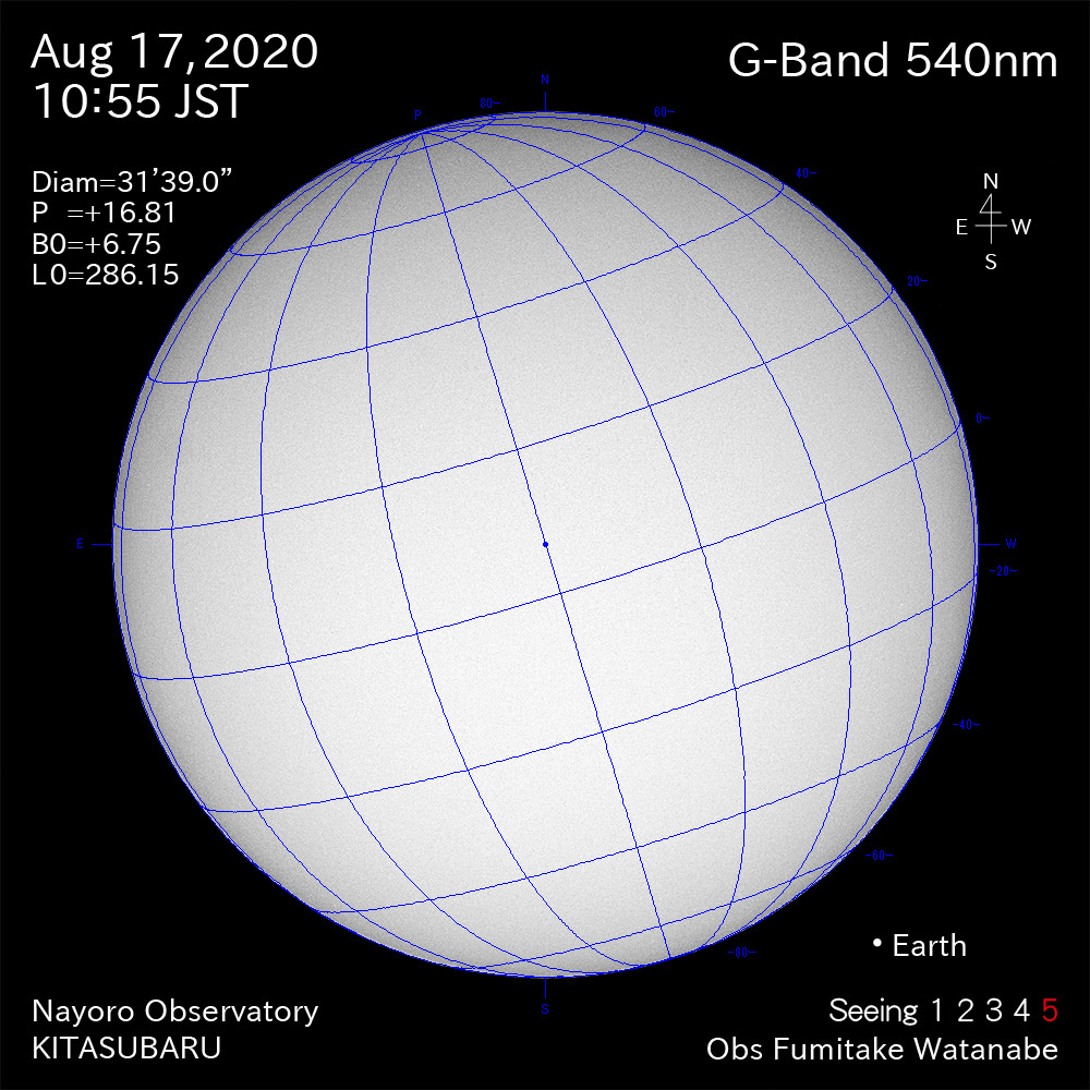 2020年8月17日540nm波長の太陽