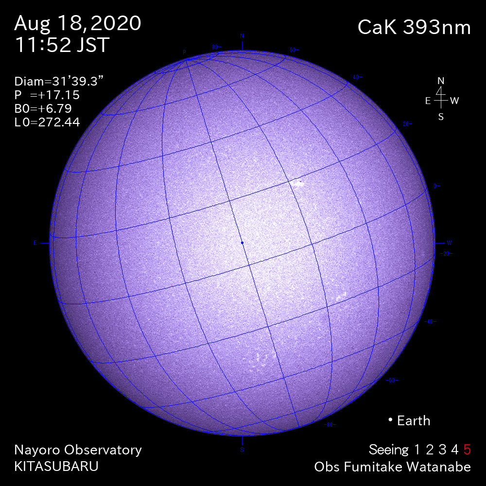 2020年8月18日CaK波長の太陽