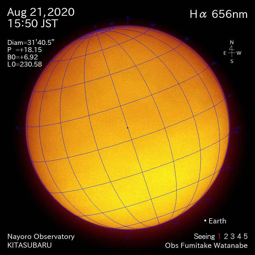 2020年8月21日Hα波長の太陽
