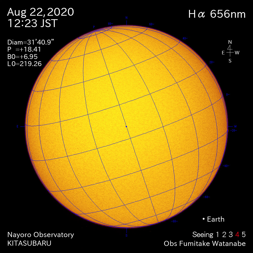 2020年8月22日Hα波長の太陽