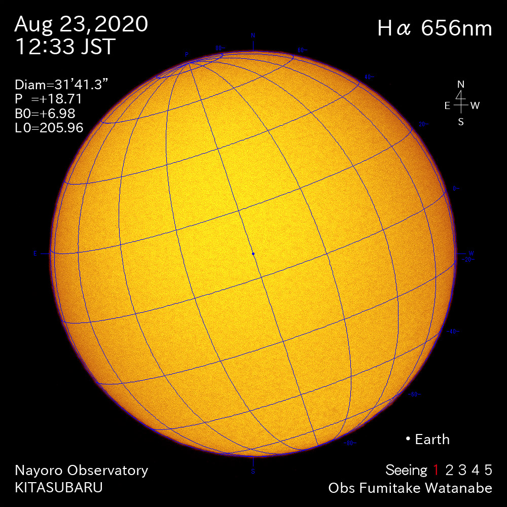 2020年8月23日Hα波長の太陽