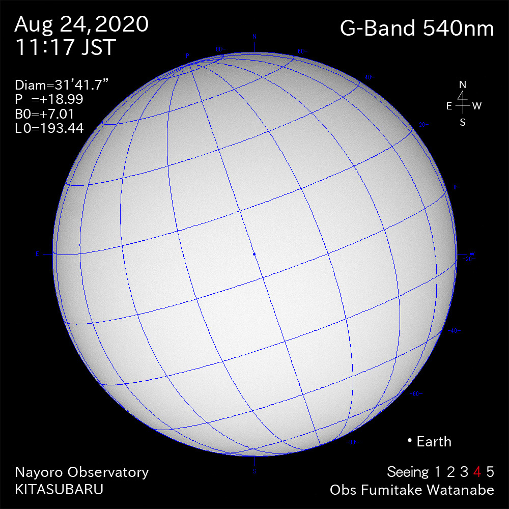 2020年8月24日540nm波長の太陽