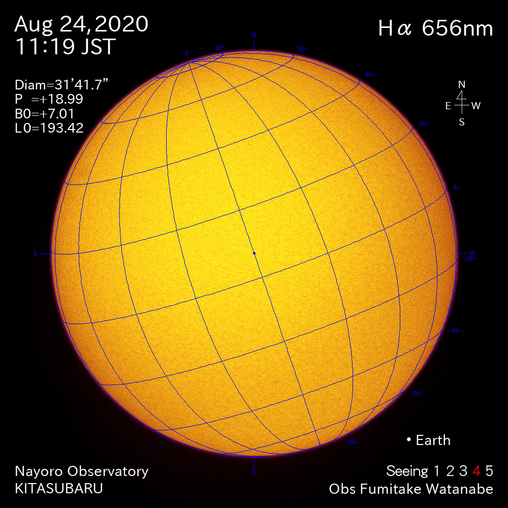 2020年8月24日Hα波長の太陽