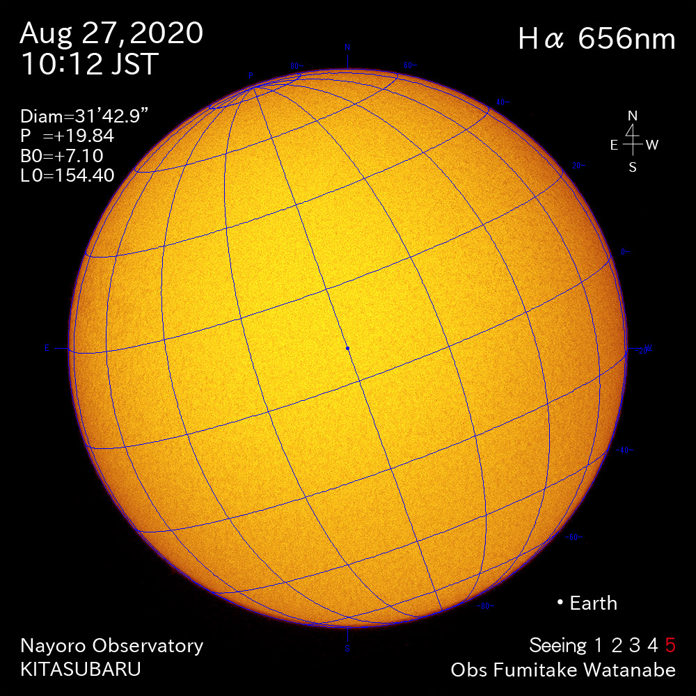 2020年8月27日Hα波長の太陽