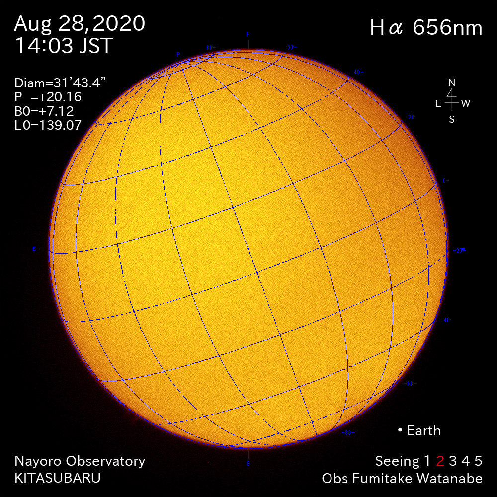 2020年8月28日Hα波長の太陽