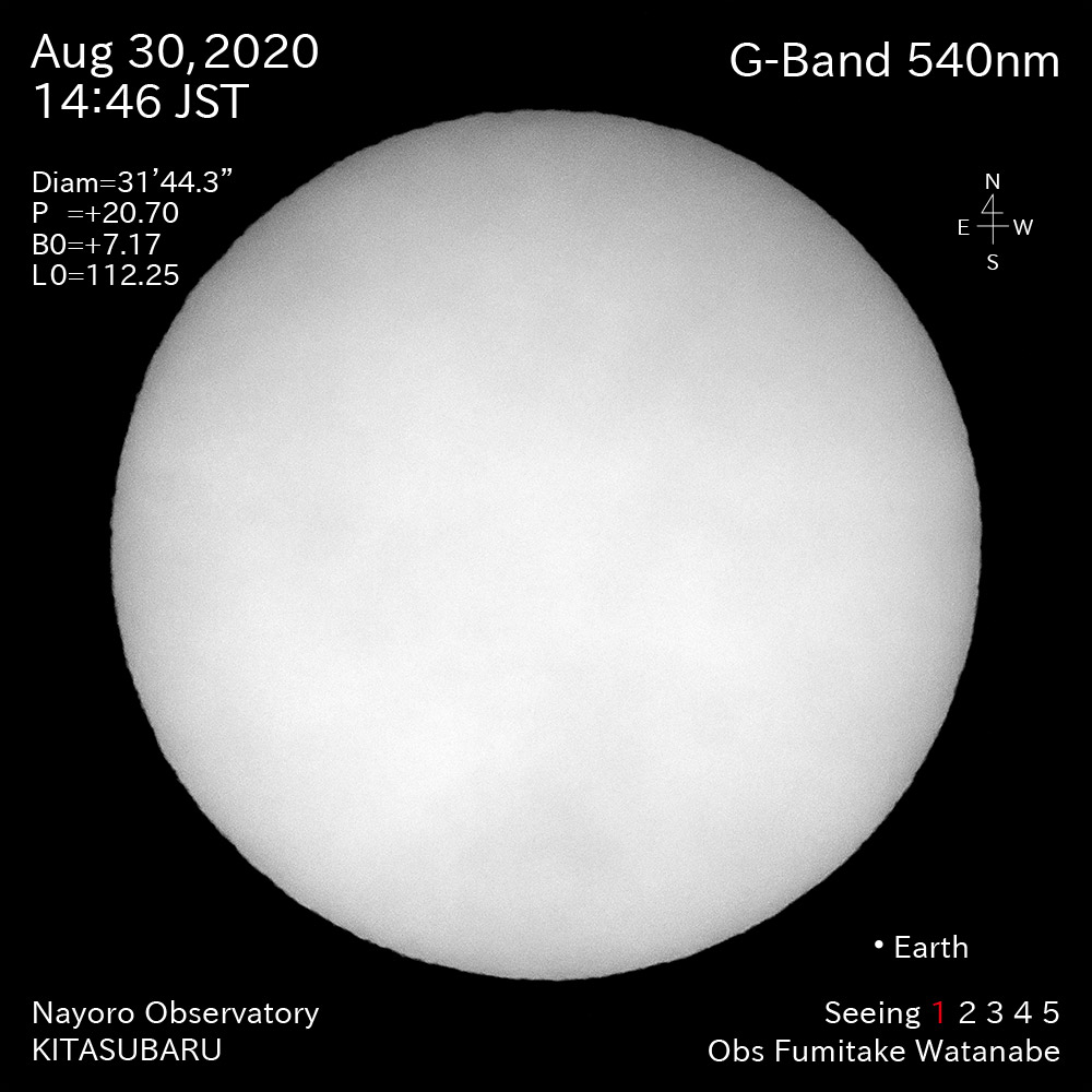 2020年8月30日540nm波長の太陽