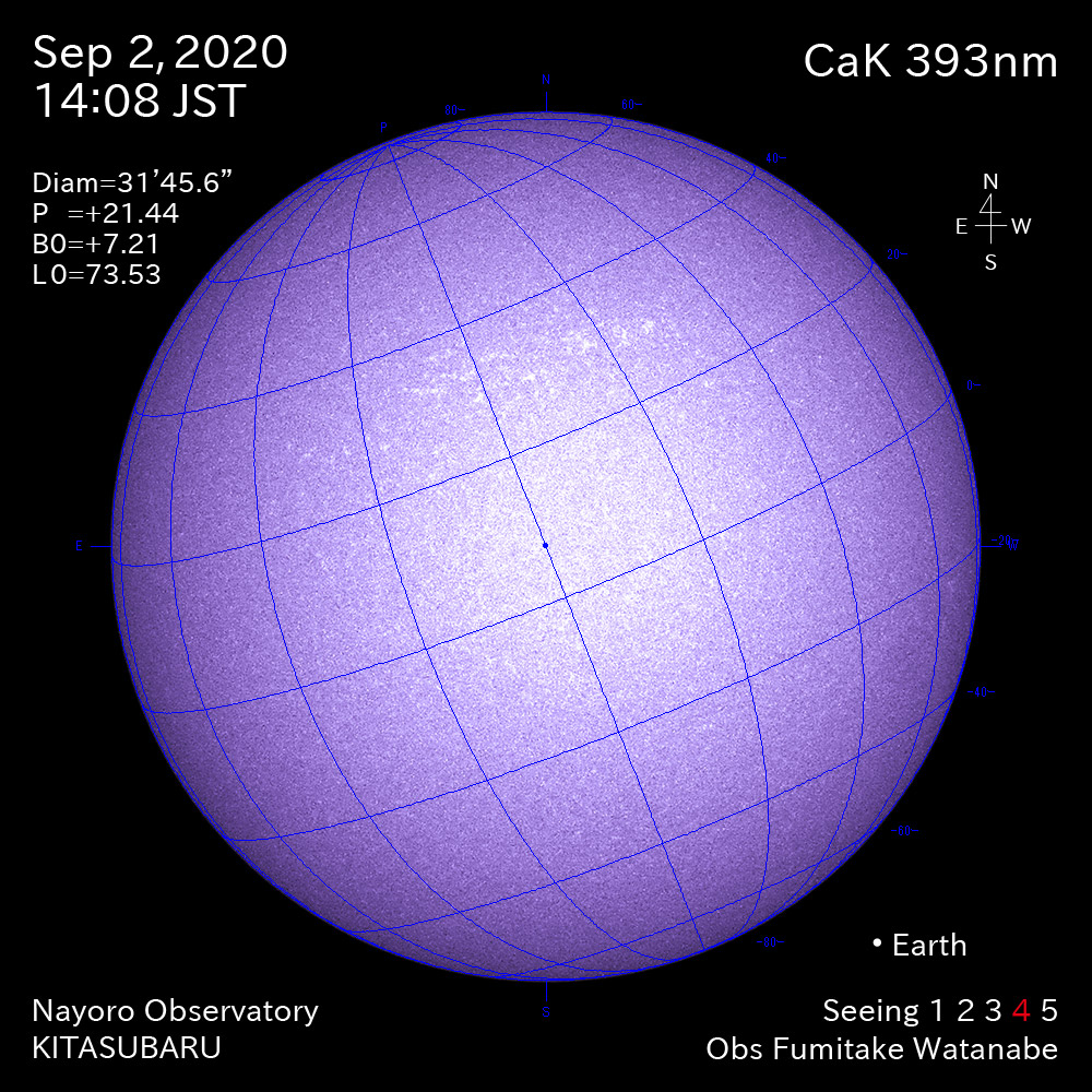 2020年9月2日CaK波長の太陽