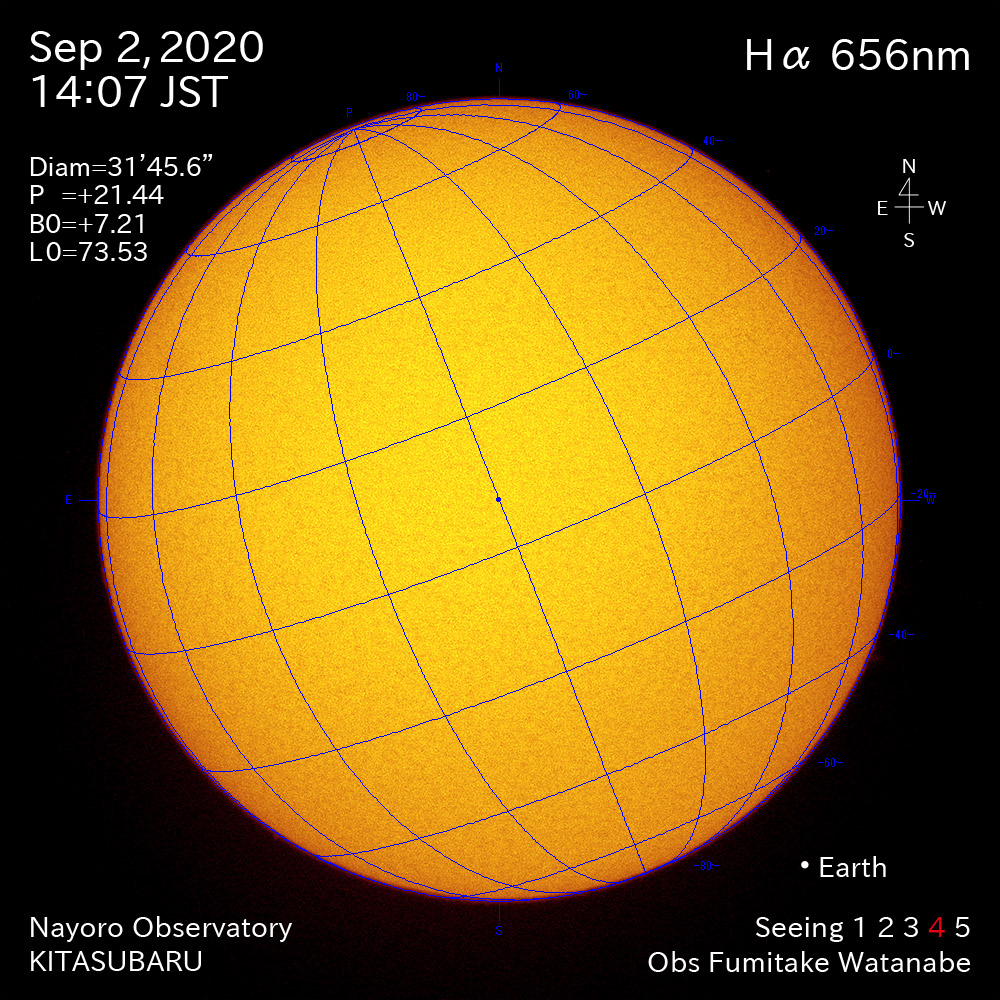 2020年9月2日Hα波長の太陽