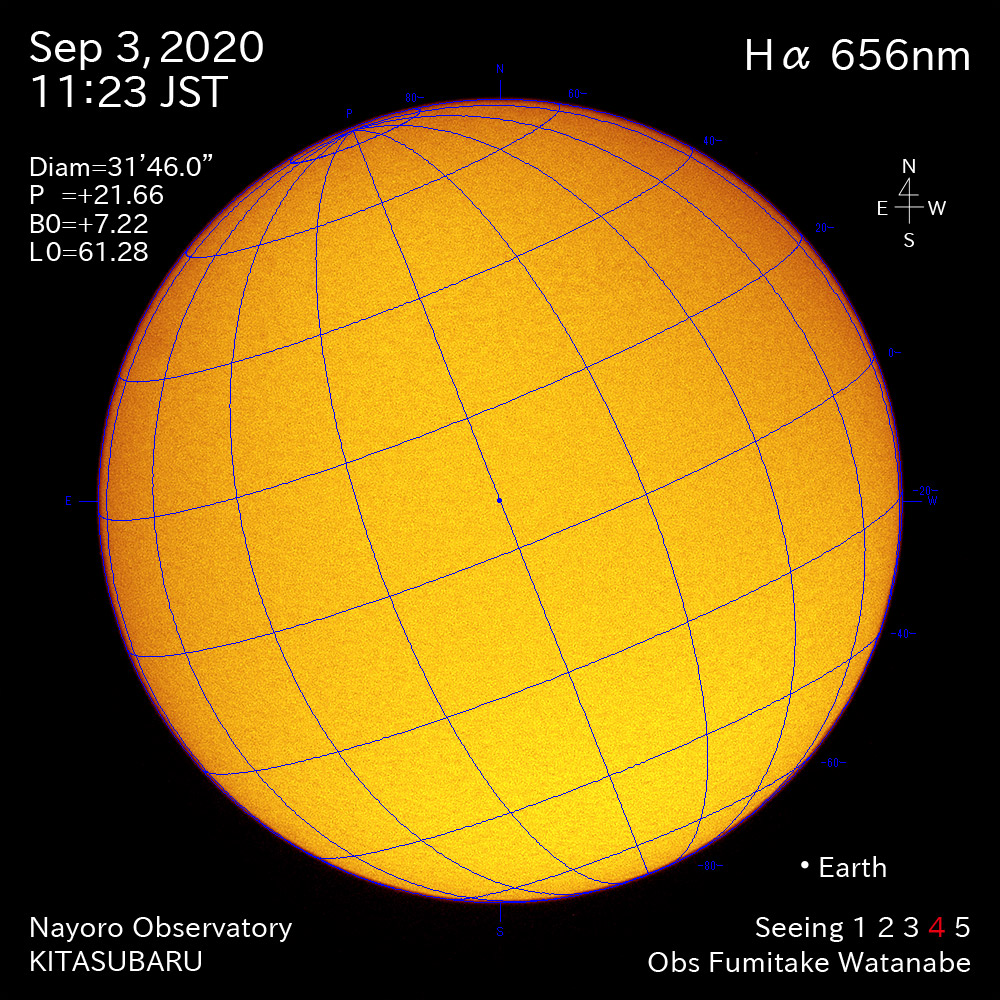 2020年9月3日Hα波長の太陽