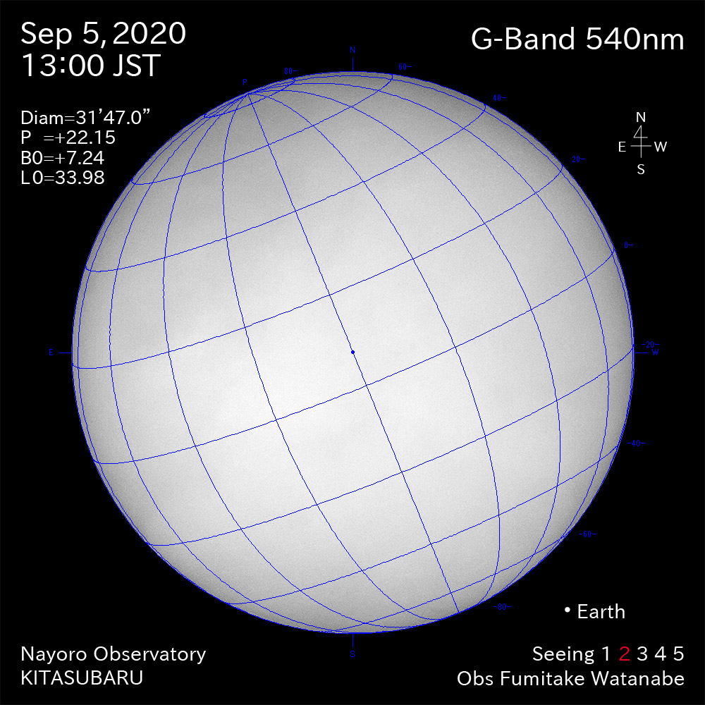 2020年9月5日540nm波長の太陽