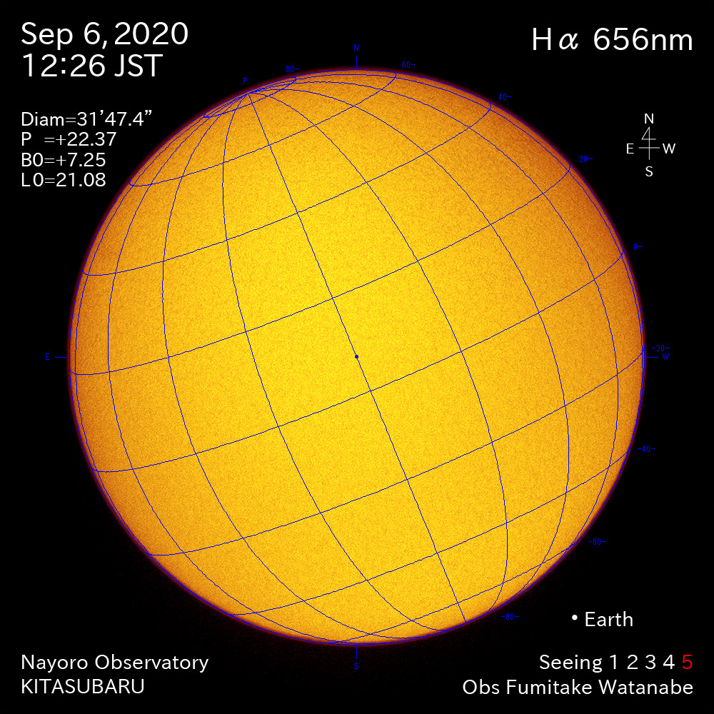 2020年9月6日Hα波長の太陽