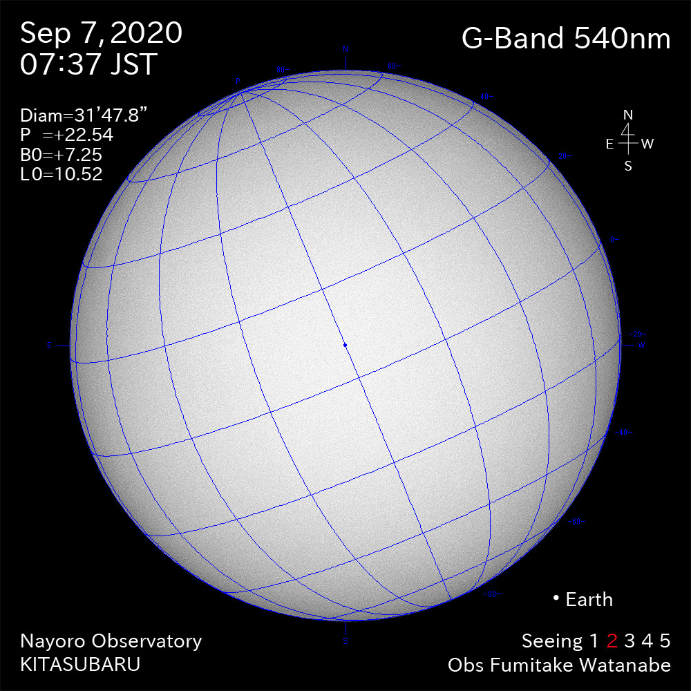 2020年9月7日540nm波長の太陽
