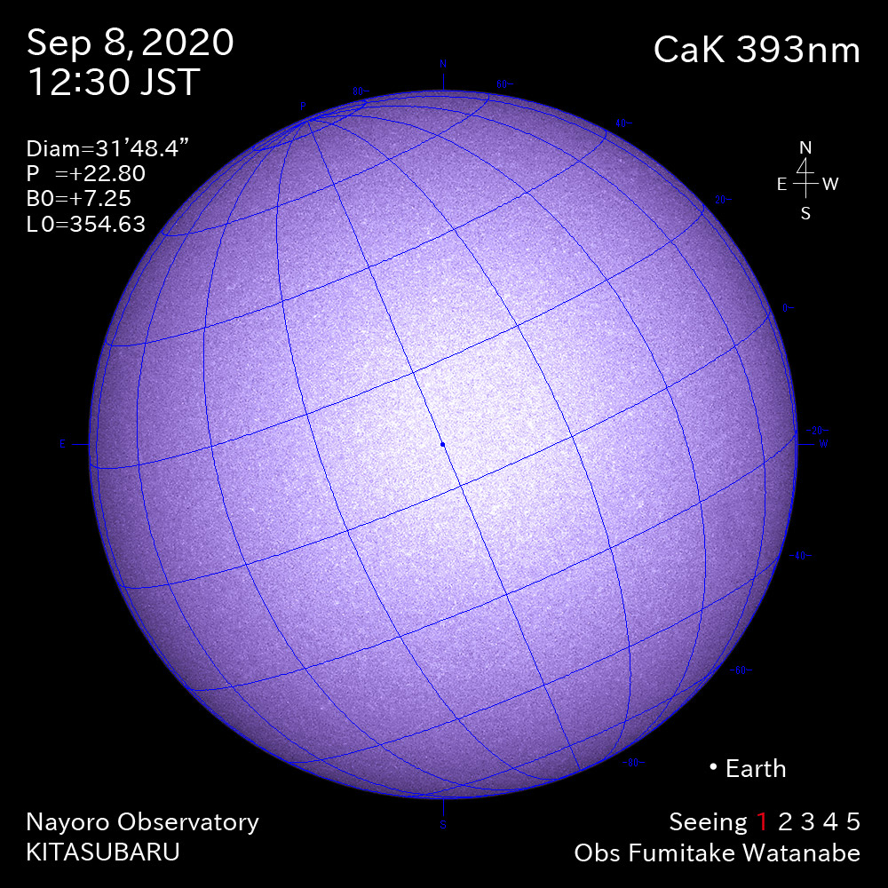 2020年9月8日CaK波長の太陽