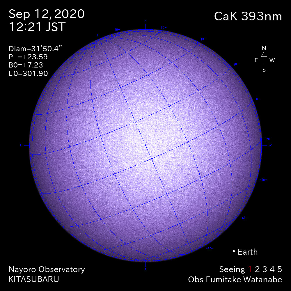 2020年9月12日CaK波長の太陽