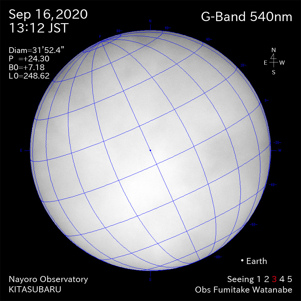 2020年9月16日540nm波長の太陽