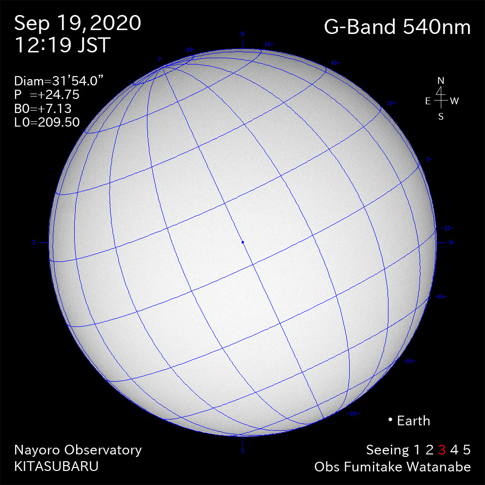 2020年9月19日540nm波長の太陽