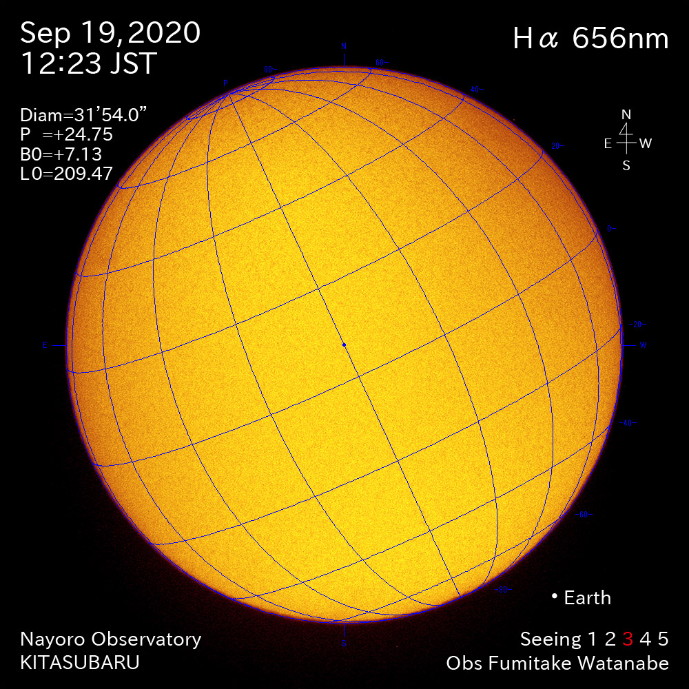 2020年9月19日Hα波長の太陽