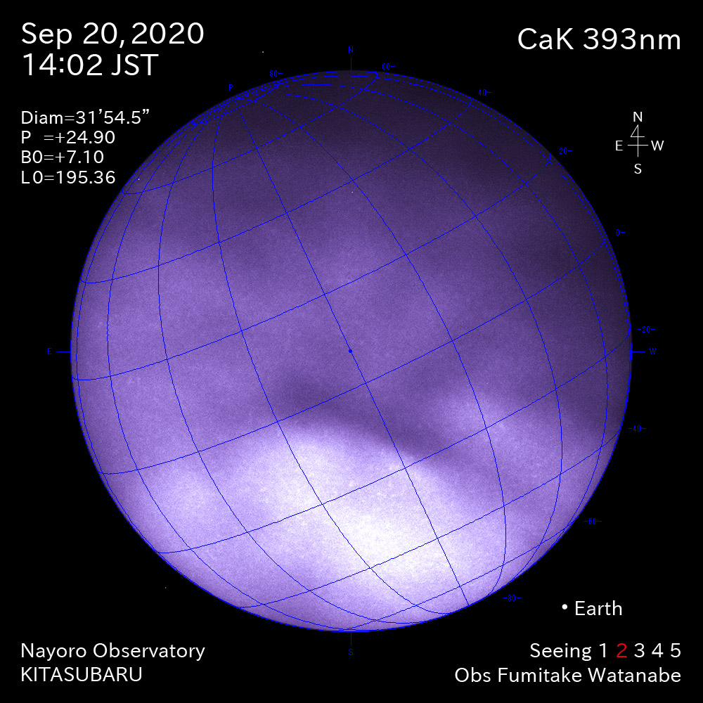2020年9月20日CaK波長の太陽