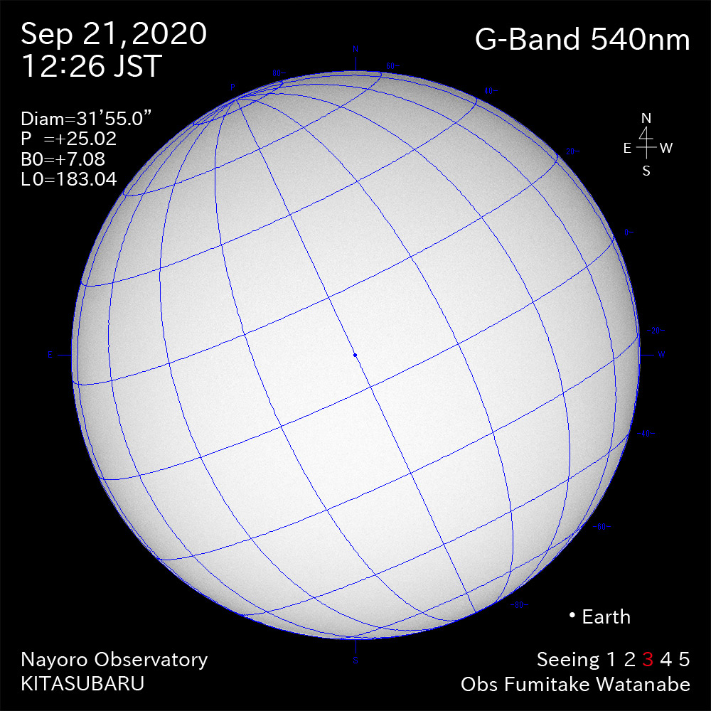 2020年9月21日540nm波長の太陽