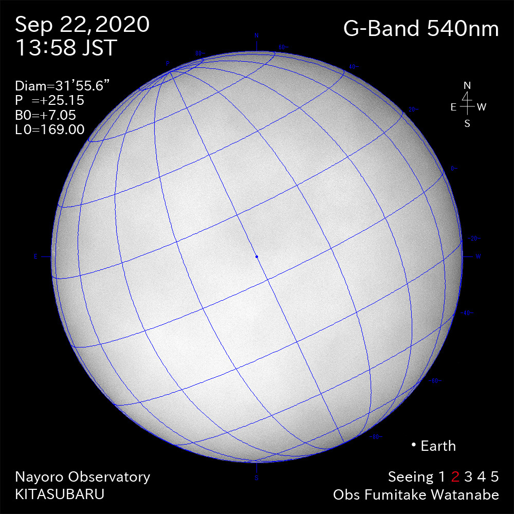 2020年9月22日540nm波長の太陽