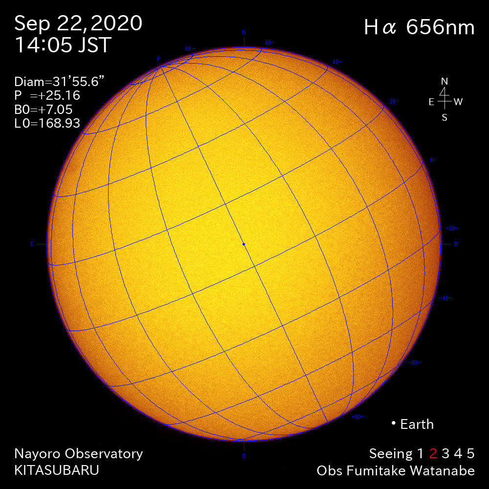 2020年9月22日Hα波長の太陽