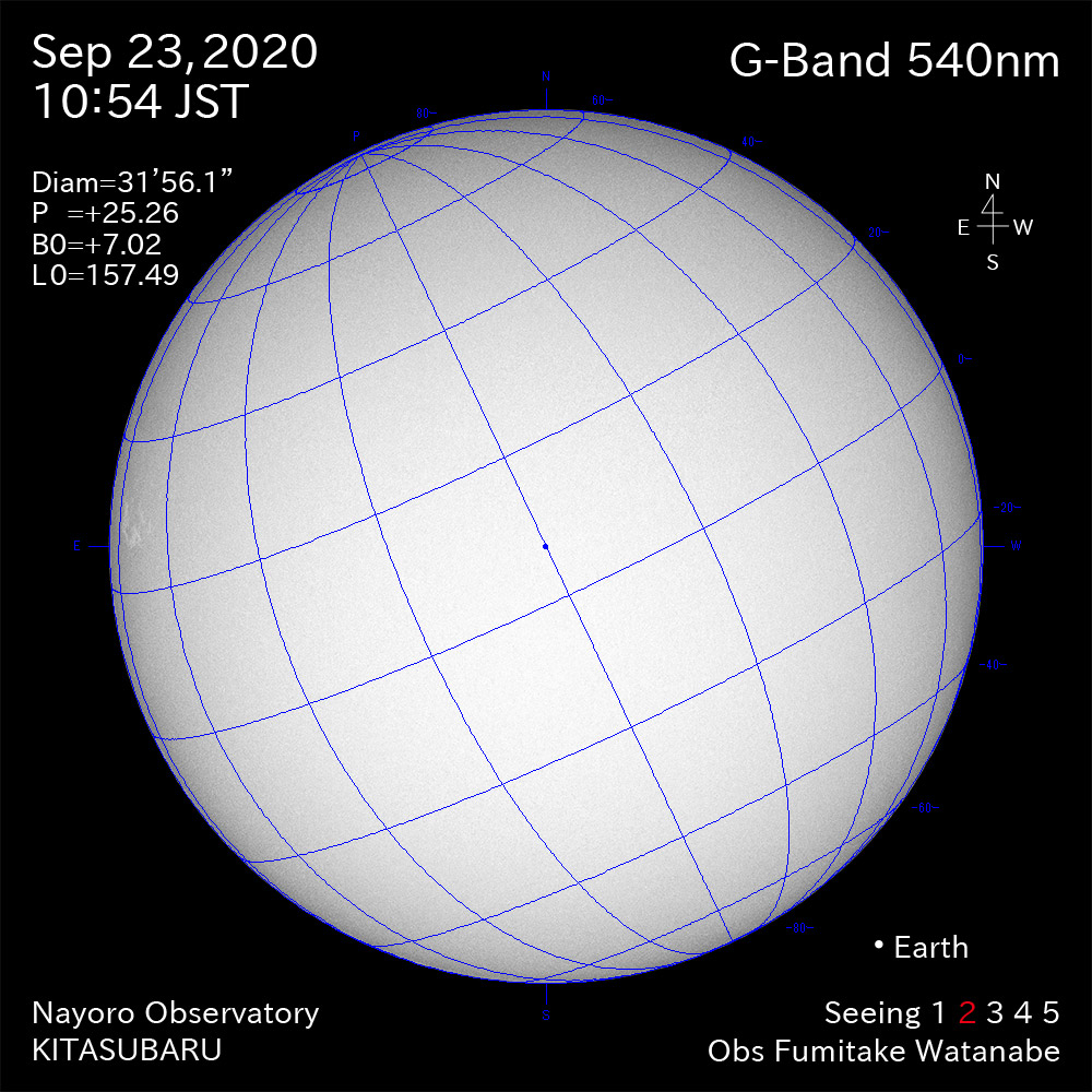 2020年9月23日540nm波長の太陽