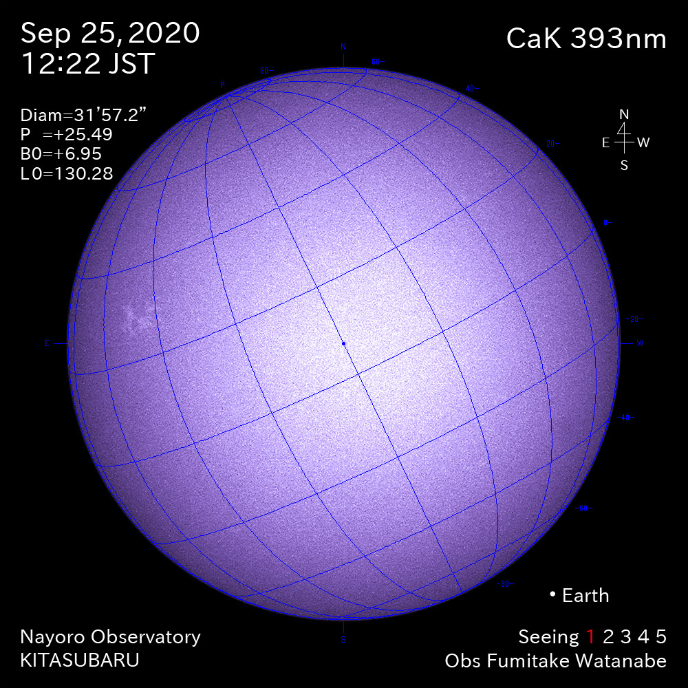 2020年9月25日CaK波長の太陽