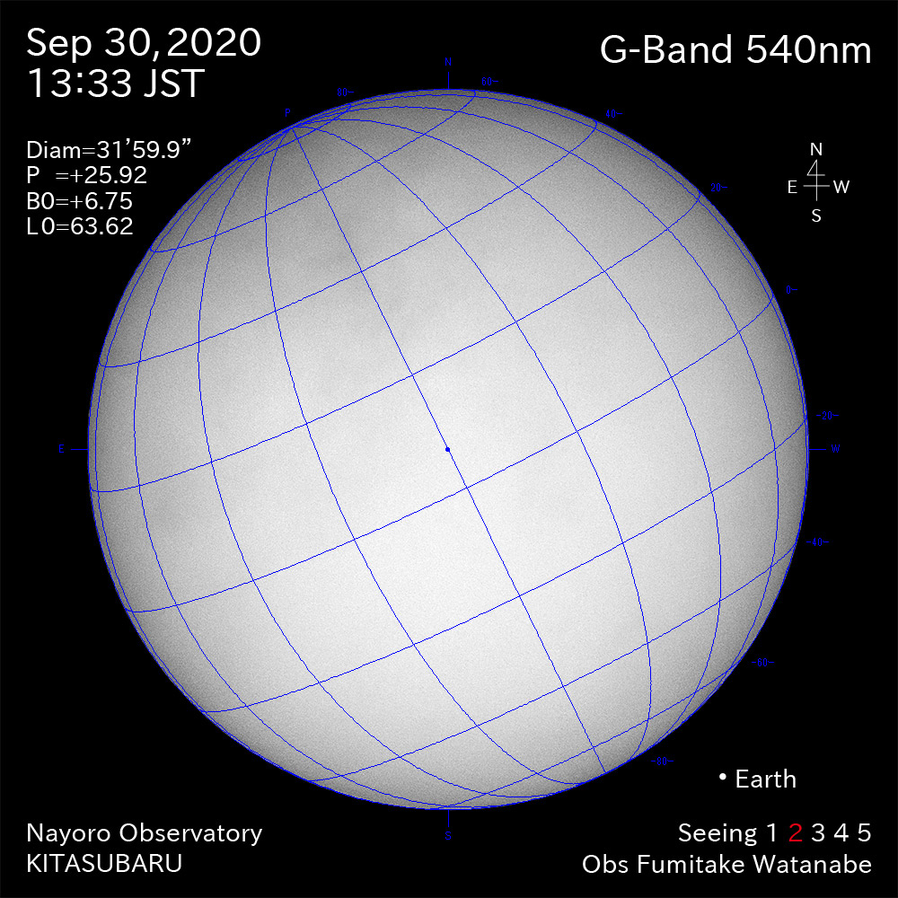 2020年9月30日540nm波長の太陽