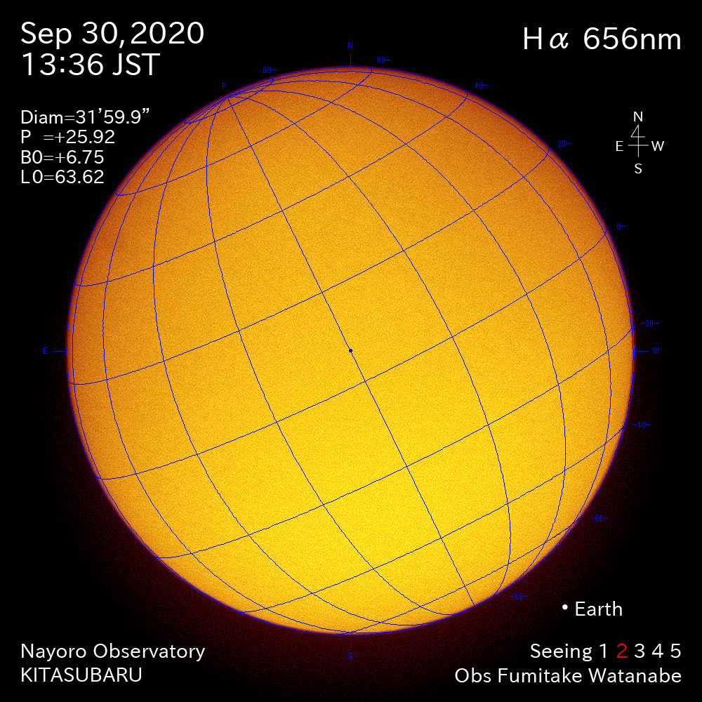 2020年9月30日Hα波長の太陽