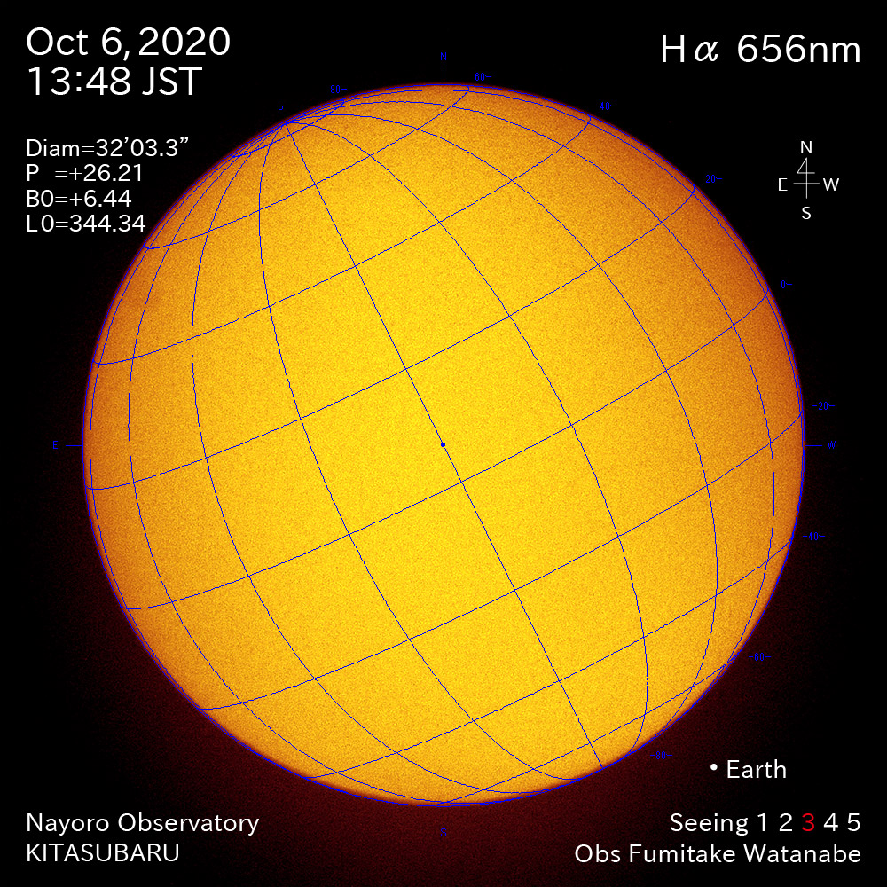2020年10月6日Hα波長の太陽