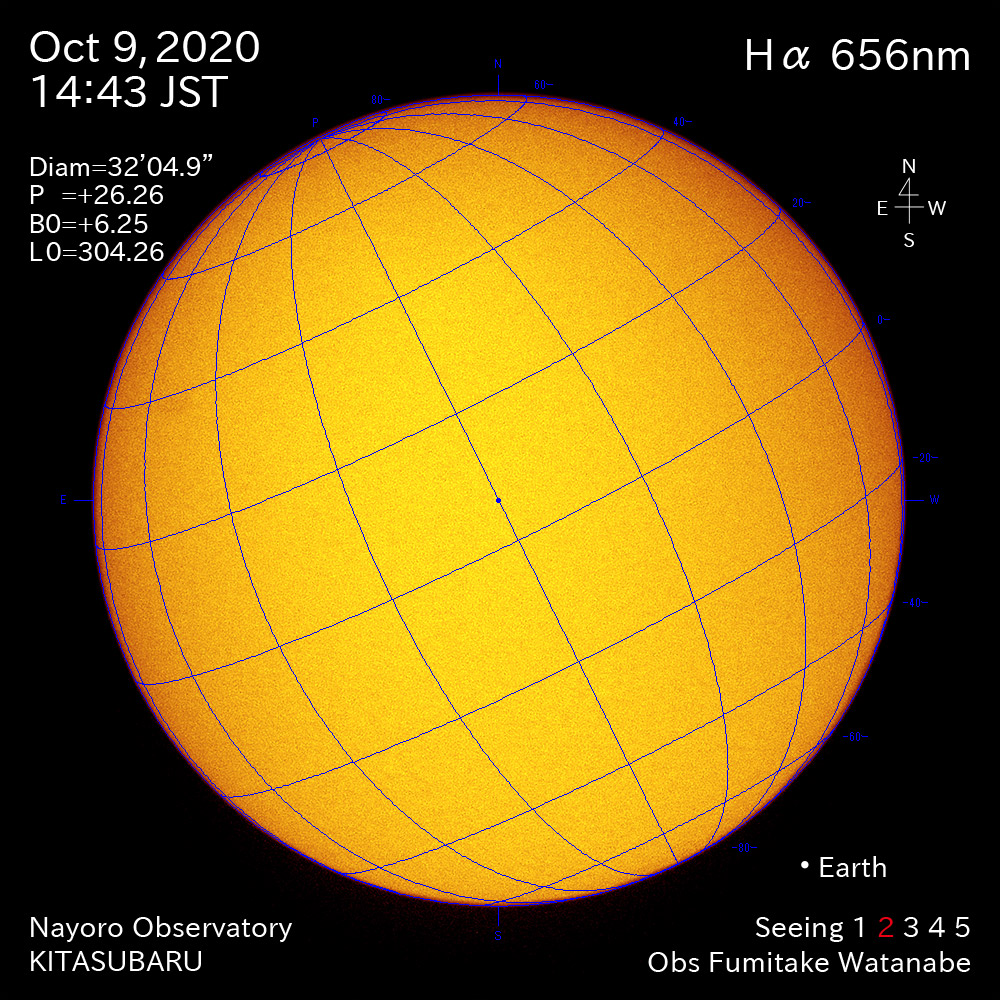 2020年10月9日Hα波長の太陽