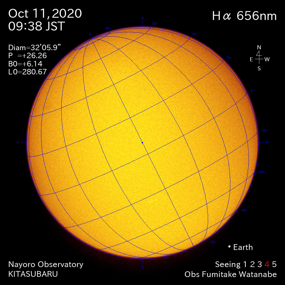 2020年10月11日Hα波長の太陽
