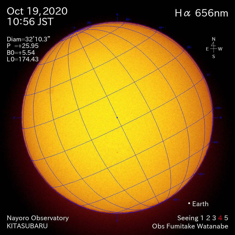 2020年10月19日Hα波長の太陽