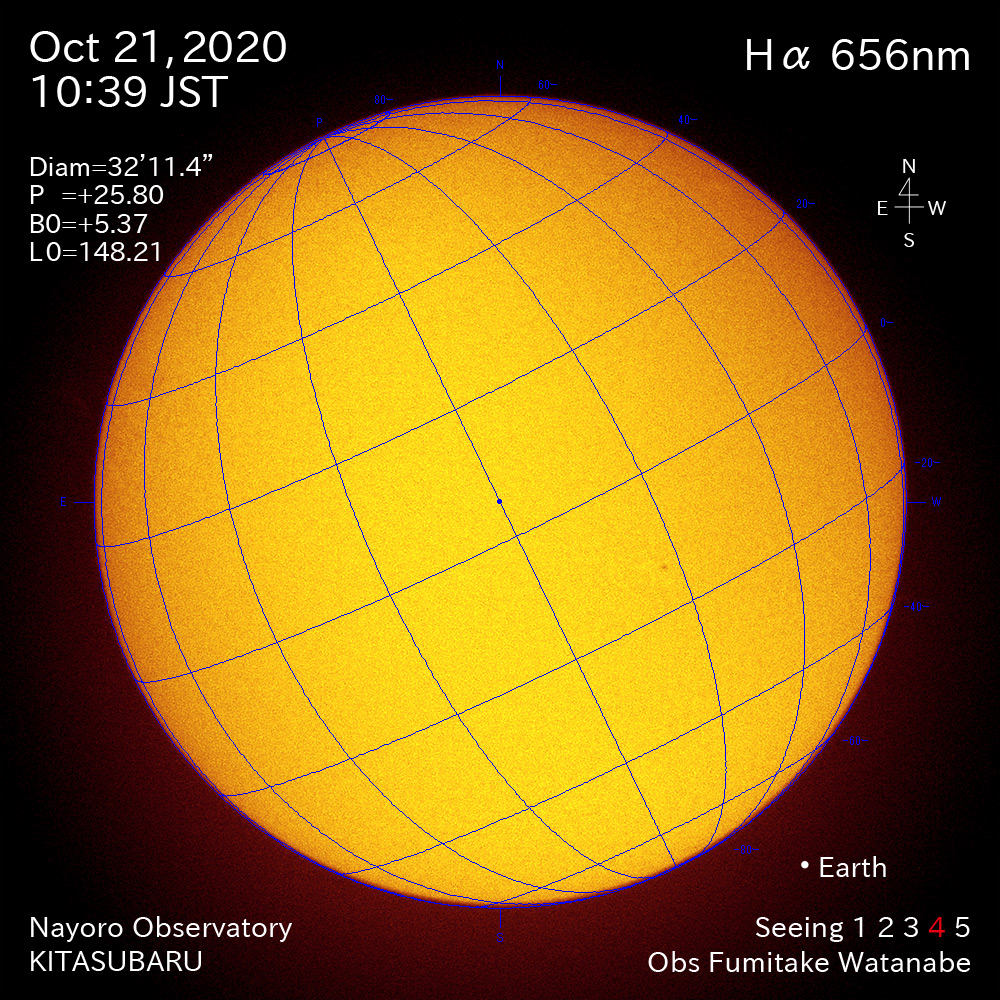 2020年10月21日Hα波長の太陽