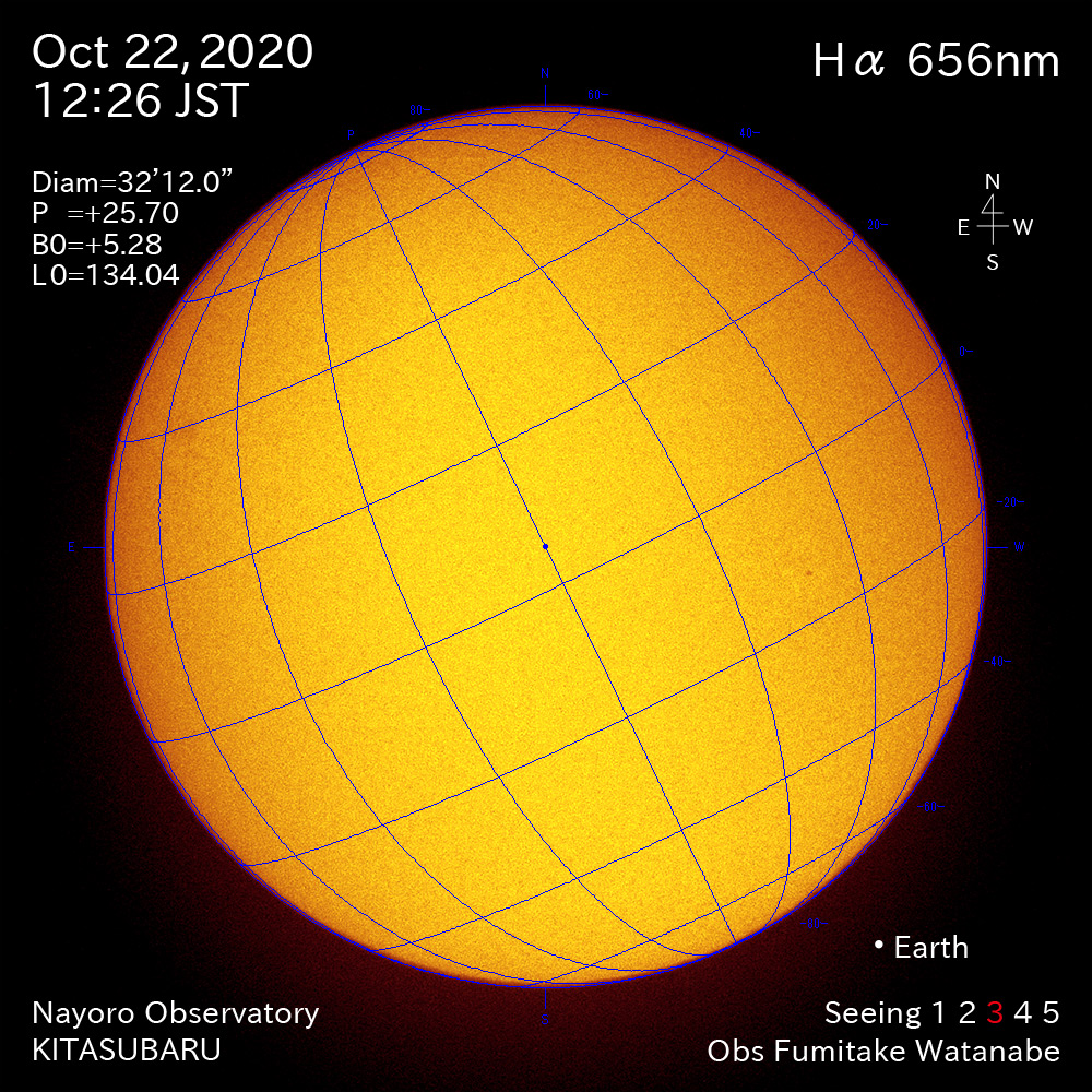 2020年10月22日Hα波長の太陽