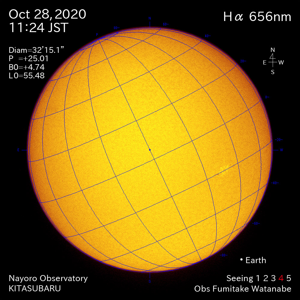 2020年10月28日Hα波長の太陽